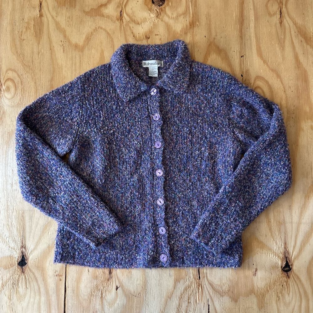 Dressbarn 90s Multicolor Knit Collared Cardigan S